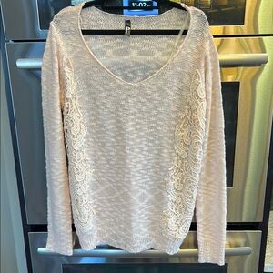 Cream Fitted Ribbed‎ Blouse